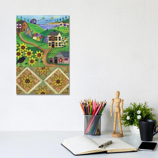 Sunflower Quilt Farm by Cheryl Bartley - Graphic Art Print on Canvas