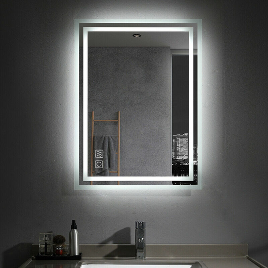 1000 x 700mm led Bathroom Mirror with lights 3X Magnifier Illuminated Touch Switch Anti-fog Demister Pad Wall Mounted - Miqu
