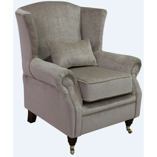 Wing Chair Fireside High Back Armchair Velluto Chiffon Fabric