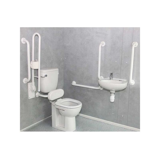 Low Level Disabled Toilet Doc m Pack White - White Grab Rails - Nymas