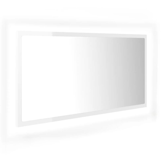 LED Bathroom Mirror High Gloss White 90x8.5x37 cm Acrylic vidaXL - White