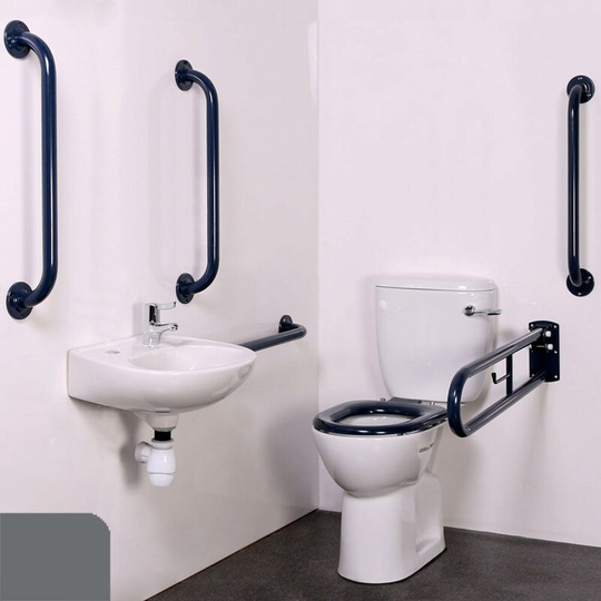 Nymas NymaPRO Close Coupled Doc M Toilet Pack with Steel Grab Rails - Dark Grey