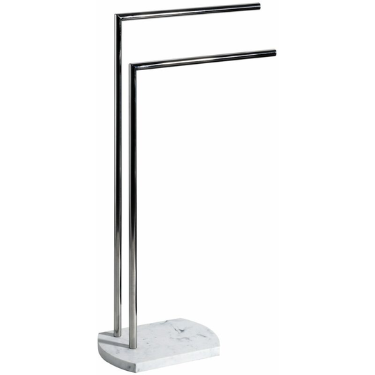 Octavia Freestanding Double Towel Rail, White Marble, Chome - White Marble