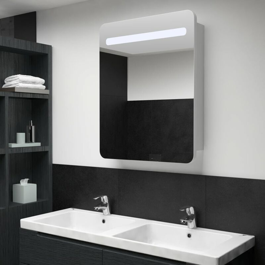 Led Bathroom Mirror Cabinet 60x11x80 cm - White