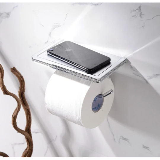 Janiyah Wall Mounted Toilet Roll Holder with Swarovski Crystals