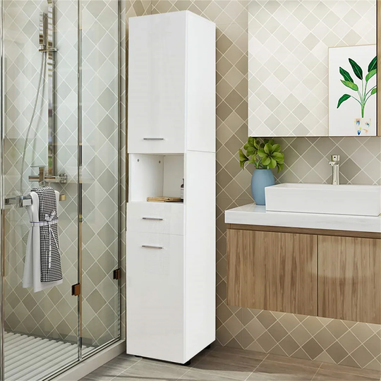Dharach 30cm W x 185cm H x 31cm D Tall Bathroom Cabinet