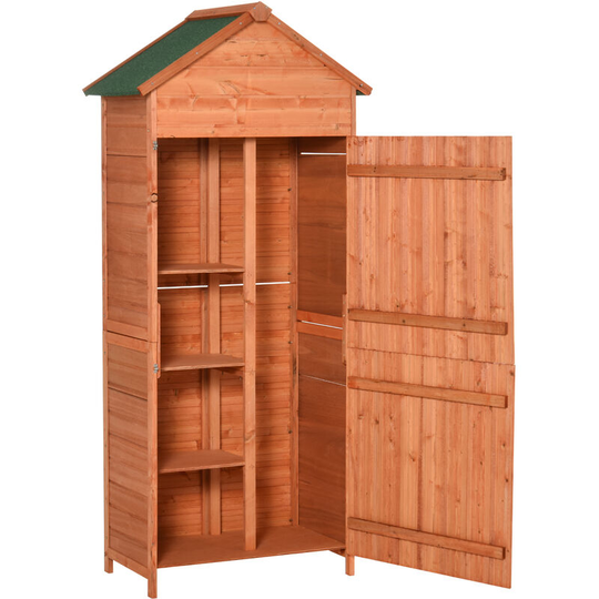 85 x 50cm Garden Shed Outdoor Shelves Utility Tool Storage Cabinet - Teak - Outsunny