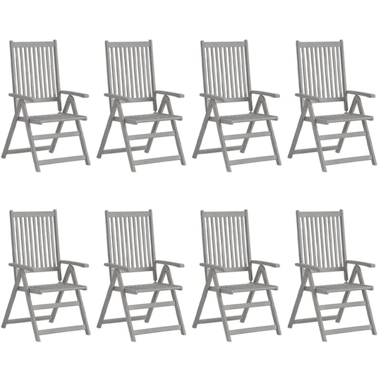 Garden Reclining Chairs 8 pcs Grey Solid Acacia Wood Vidaxl Grey