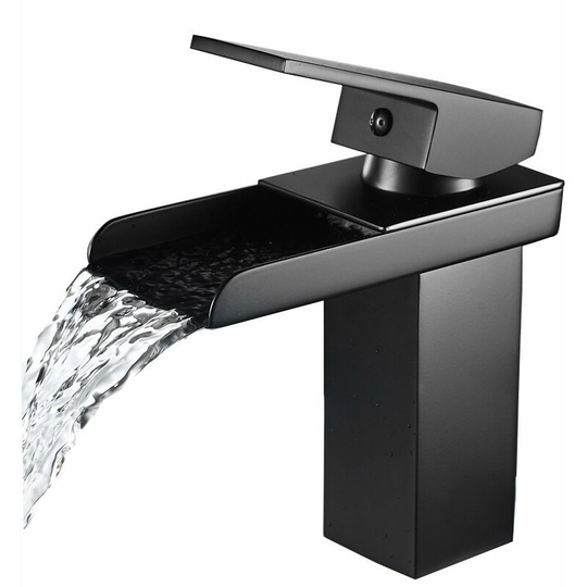Waterfall Basin Mixer Tap Bathroom Chrome Black Single Hole Brass Basin Faucet Deck Mounted Bathroom Faucets Elegant Design