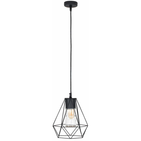 Minisun - IP44 Black Bathroom Ceiling Light Pendant Metal Open & Clear Glass Shade - Add led Bulb