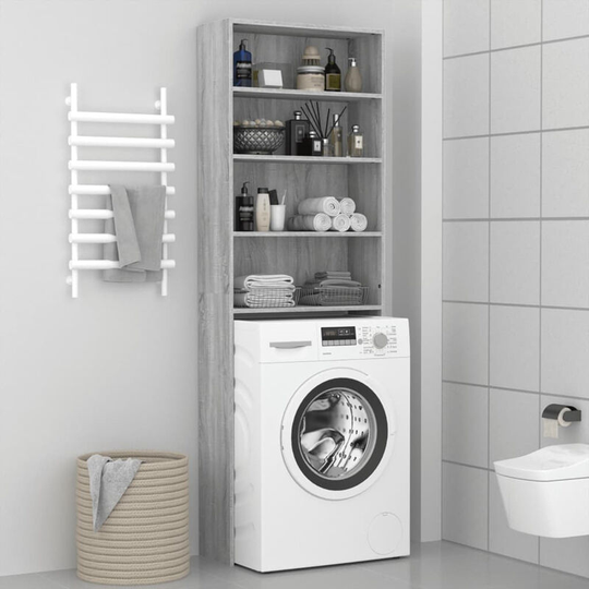 Asupermall - Washing Machine Cabinet Grey Sonoma 64x24x190 cm