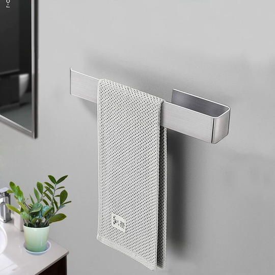 Self-adhesive stainless steel towel holder for bathroom silver 24 cm