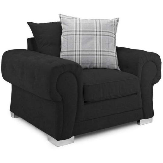 Evelyn Fabric Armchair Black - Black