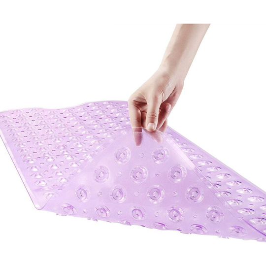 Gift - Bath Mat Shower Tub Non-Slip Machine Washable Bathtub Bathroom Mat Extra Long with Suction Cup Purple