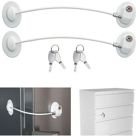 Sunflowergb - Child Safety Lock, 2 Pack, with 4 Keys, for Cupboards, Cabinets, Fridges and Freezers, Home Security, 3M Adhesive, Traceless, Baby and