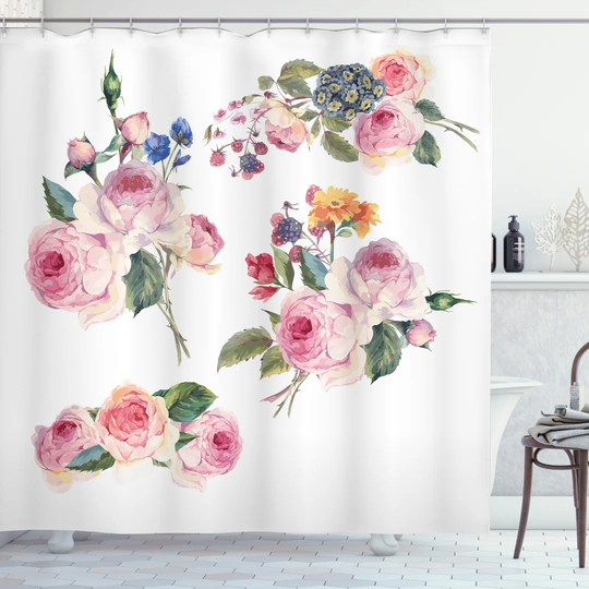 Betül 13 Piece Polyester Shower Curtain Set