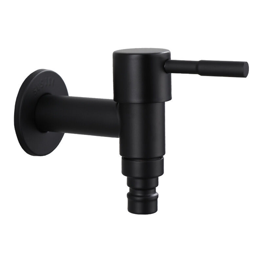 Stainless Steel Wall Faucet for Bathroom, Washbasin, Washing Machine, Cold Water, Matte Black