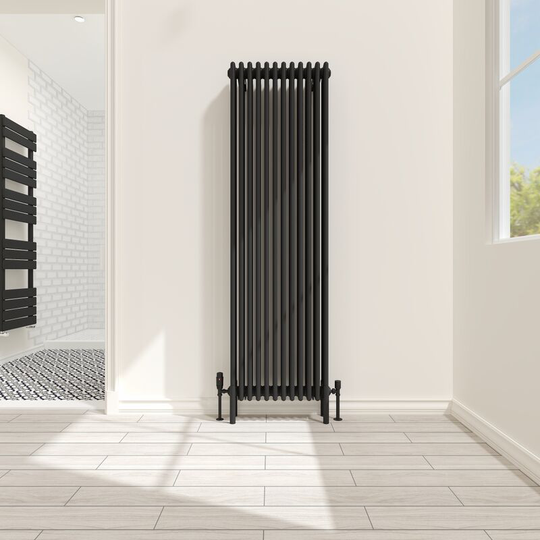 NRG - Traditional 4 Column Radiator Cast Iron Style Heating Rads Vertical Black 1800x560mm