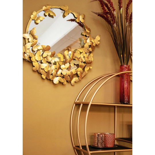 Rhame Metal Framed Wall Mounted Accent Mirror in Gold