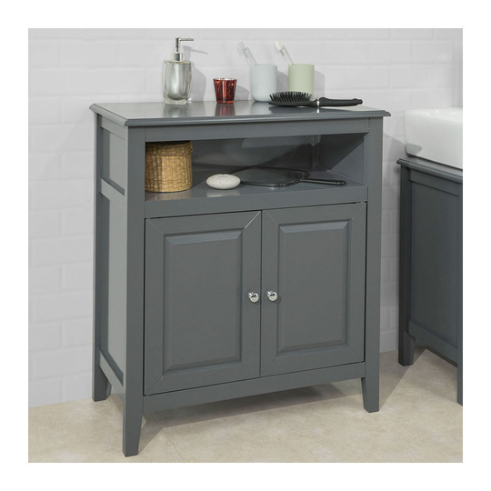 Wood Free Standing Bathroom Storage Cabinet with Doors Grey, FRG204-DG - Sobuy