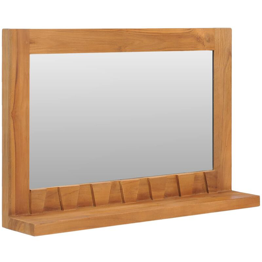 Wall Mirror with Shelf 60x12x40 cm Solid Teak Wood