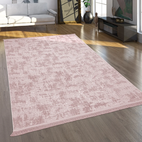 Bermudez Modern Oriental Power Loom Pink Rug