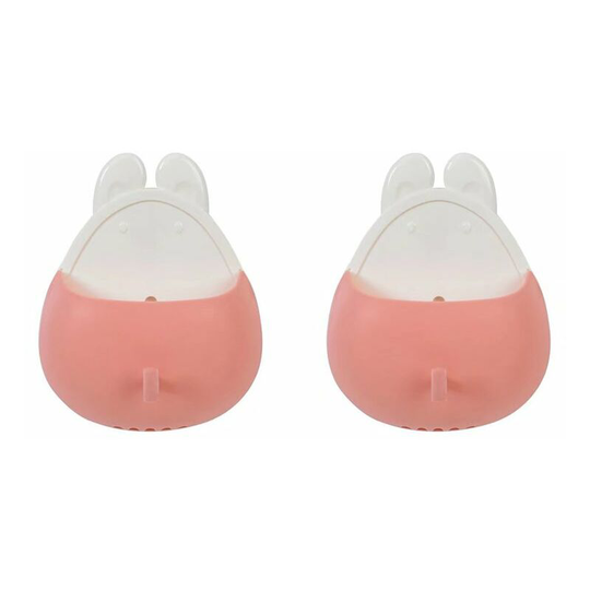 Rabbit Shaped Hanging Storage Box Bathroom Toothpaste Toothbrush Holder Free Punching Strong Drain Storage Box Pink 2