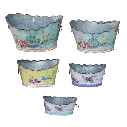 Aster 5 Piece Metal Cachepot Set