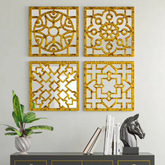 4 Piece Jacinth Mirrored Wall Décor Set