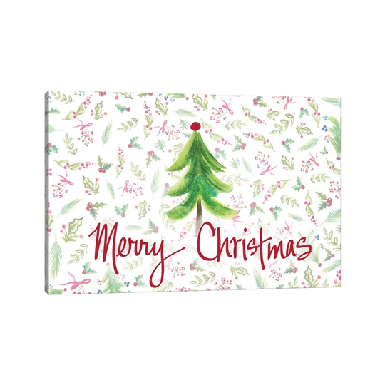 Merry Christmas Tree by Ani Del Sol - Wrapped Canvas Typography