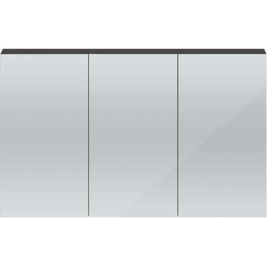 Quartet 3 Door Mirrored Cabinet 1350mm Wide - Gloss Grey - Hudson Reed