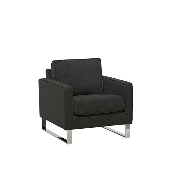 Beliani - Modern Living Room Fabric Armchair track Arms Metal Legs Dark Grey Vind - Grey