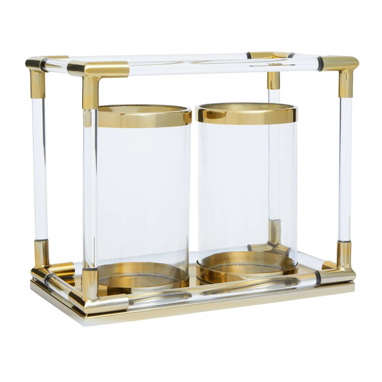 Ann Double Gold Steel And Acrylic Lantern
