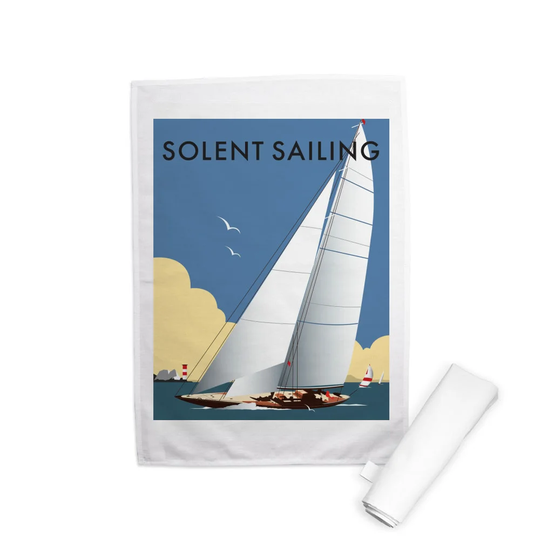 Solent Sailing with The Title Solent Sailing Tea Towel