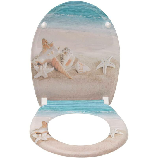 Toilet seats Soft Close Easy Cleaning Loo Seat with Adjustable Hinges Beautiful Beach - Woltu