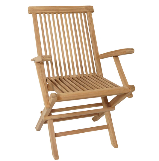 Folding Stacking Teak Patio Dining Armchair