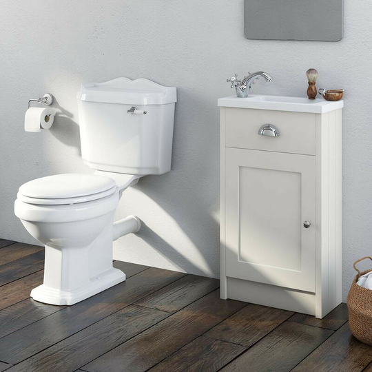 Dulwich stone ivory cloakroom unit with traditional close coupled toilet - Ivory - Orchard