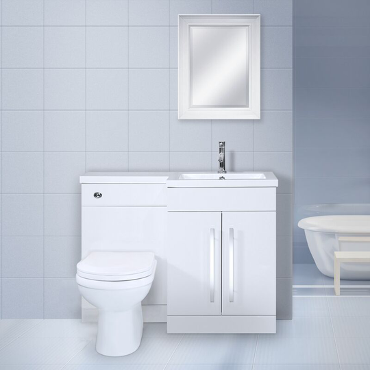 Neshome - Aric rh 1100mm Vanity Basin Unit, wc Unit & Welbourne Back To Wall Toilet White