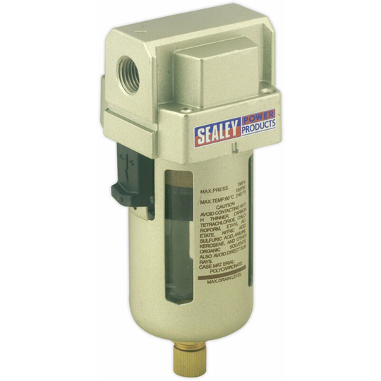 Workshop Air Supply Filter - Manual Drain Control - 1/4" BSP - 53cfm Max Airflow