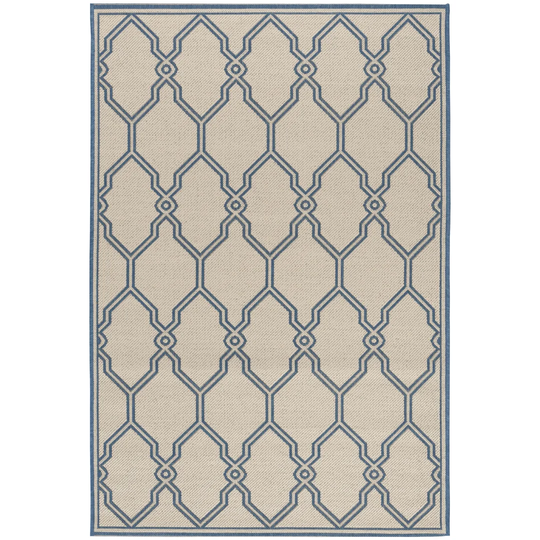 Duren Hooked Cream/Blue Indoor/Outdoor Rug