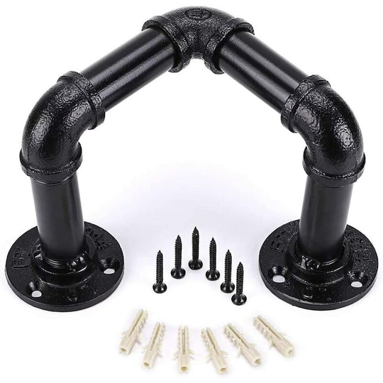 Bette Vintage Industrial Pipe Triangle Towel Rack - Wall Mounted Retro Towel Rack Hanging Bathrobe Hanger Holder, Bathroom Accessories, Black