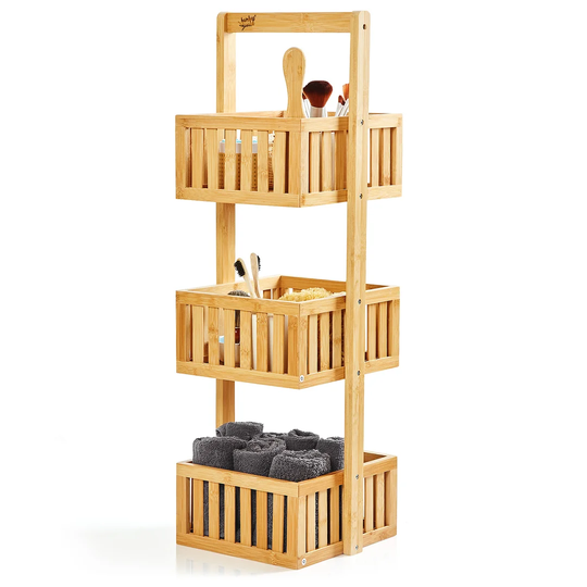 27Cm W x 82Cm H x 24Cm D Solid Wood Free-Standing Bathroom Shelves