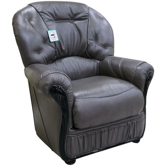 Debora Genuine Italian Sofa Armchair Dark Grey Leather