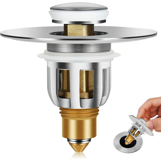 Gift - Stainless Steel Pop Up Sink Stopper, Anti-Clog Drain Filter,Pop Up Sink Stopper Bathtub Sink Drain Stopper for 28mm to 53mm Holes
