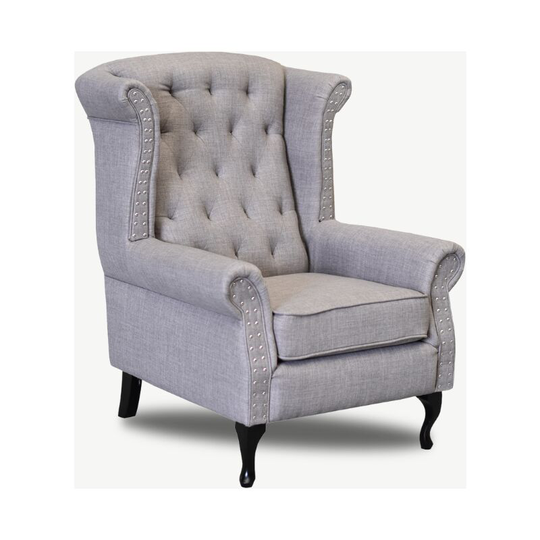 Owlwise Wingback Armchair Fabric Sofa Silver - Silver