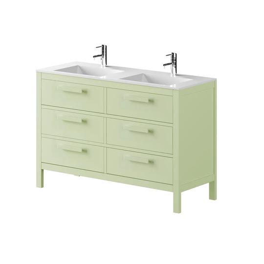 Amazonia Solid Pine 1200mm Free-standing Double Basin Vanity Unit