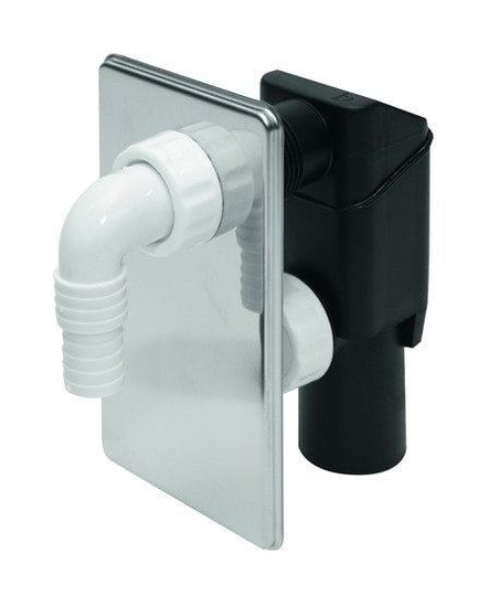 Tycner - Chrome Concealed Washing Machine Dishwasher Waste Pipe Drain Trap Kit Self Cutting - cromo
