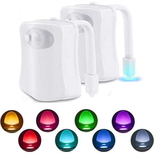 2 Pc Toilet Lamp led Night Light Motion Sensor led Toilet Lights for Bathroom Toilet Bucket, Cabinet, Sink Bowl Seat 8 Color Change, Use in Dark