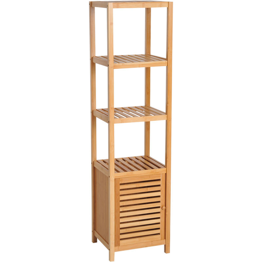 140 cm Storage Unit Freestanding Cabinet w/ 3 Shelves Cupboard for Home - Natural wood finish - Homcom