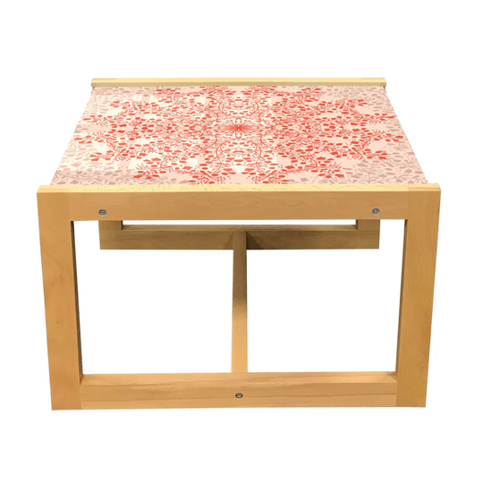 Mandala Coffee Table, Rural Meadow Wild Flowers Twigs And Blooms Round Bouquet Corsage Pattern, Acrylic Glass Center Table With Wooden Frame For Offic